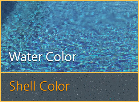 Evening Sky Shimmer fiberglass pool finish showing the water color and shell color