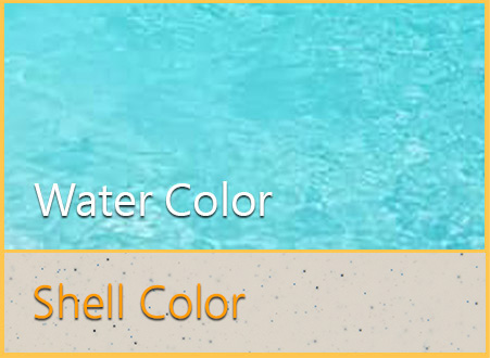 Arctic Shimmer fiberglass pool finish showing the water color and shell color