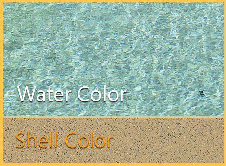 Sandstone Shimmer fiberglass pool finish showing the water color and shell color