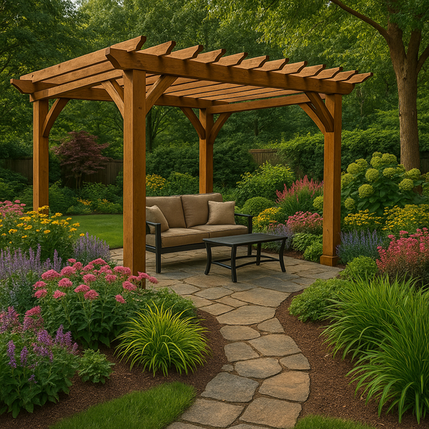 pergola and furniture - pool paradise