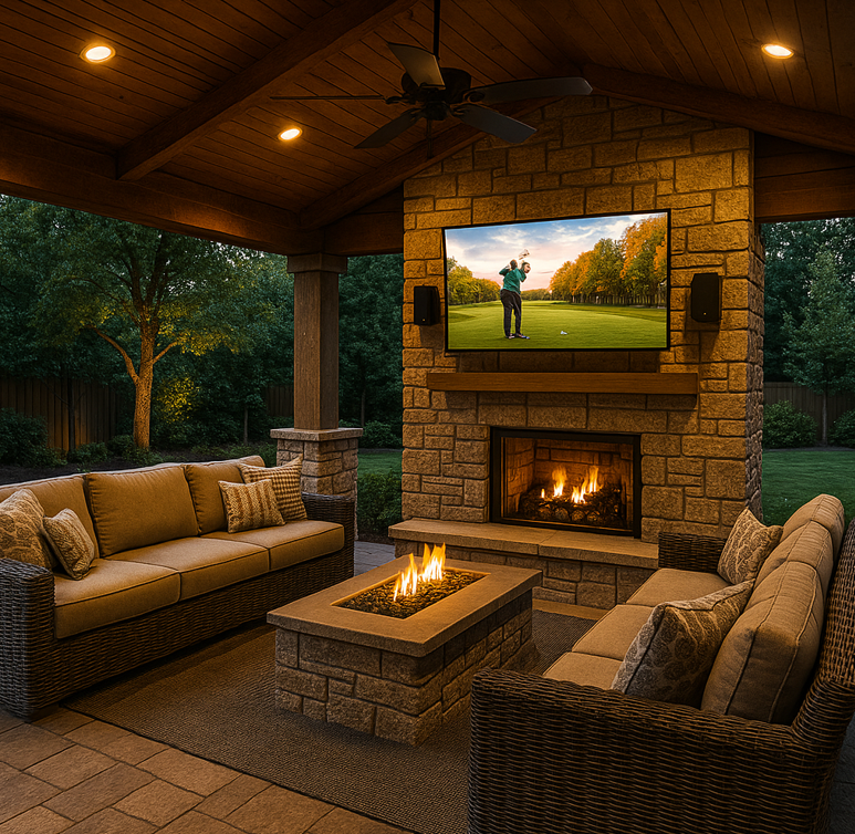 Outdoor fireplace - pool paradise
